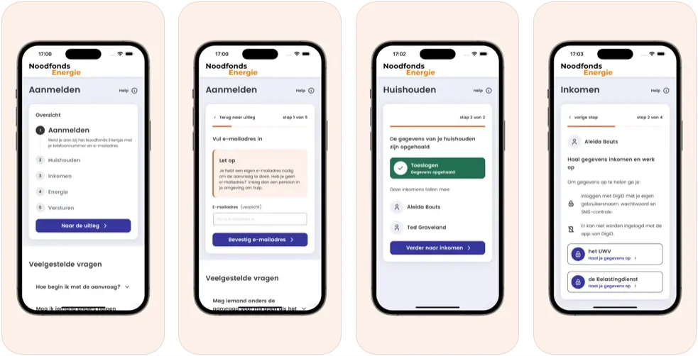 Aanvraag Noodfonds Energie op een telefoon
