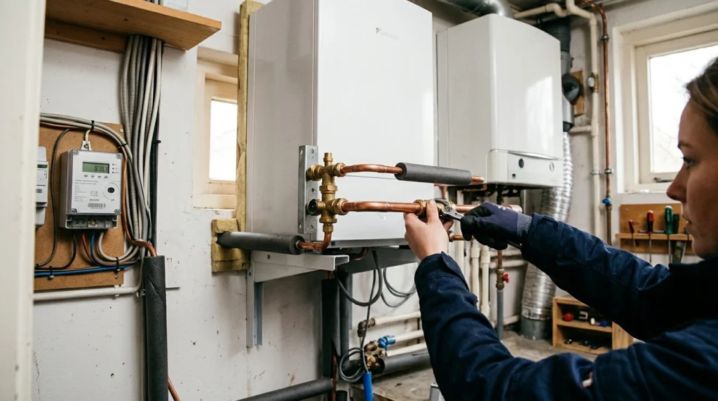 hybride warmtepomp installatie Nederlandse meterkast cv-ketel aansluitingen
