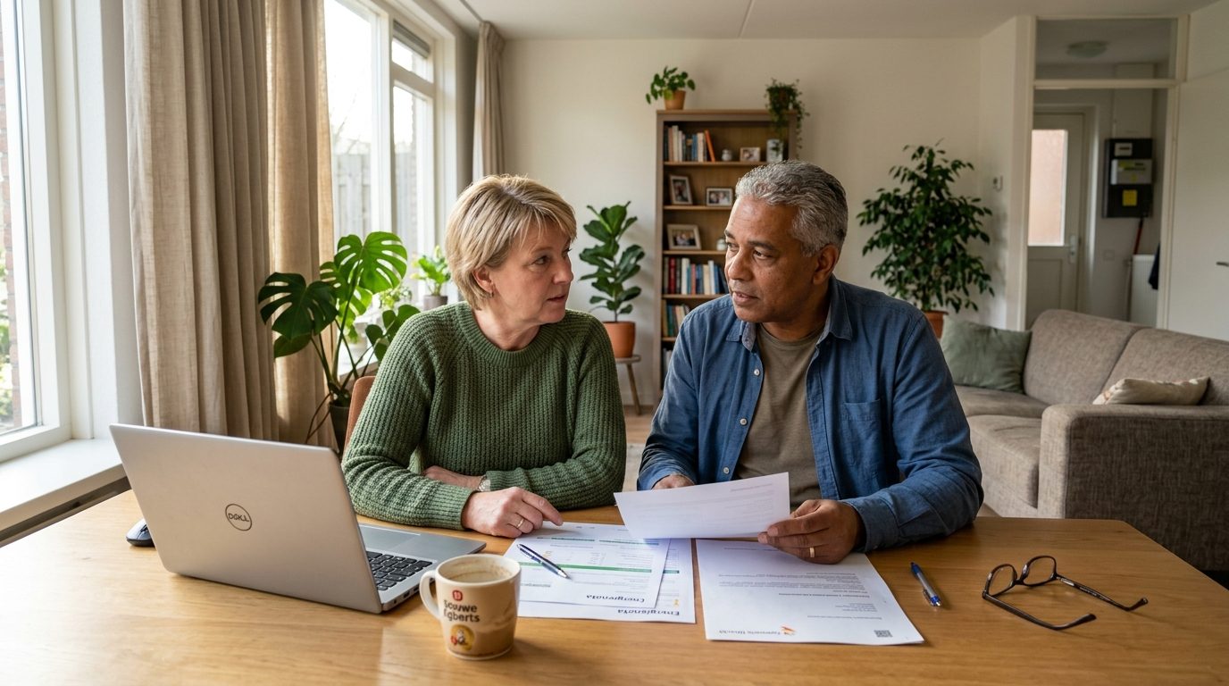 Nederlands gezin thuis bezorgd over financien uitkering aanvragen
