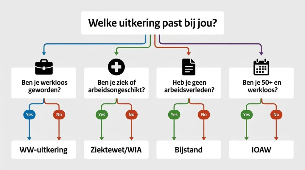 beslisboom uitkering aanvragen werkloosheid ziekte arbeidsongeschiktheid