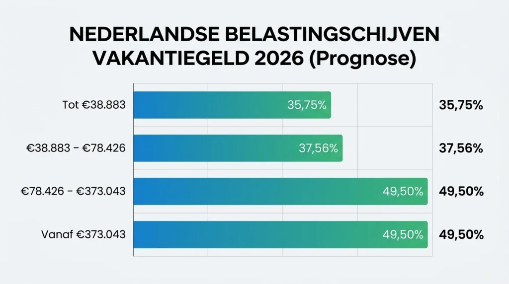 belastingtarief vakantiegeld inkomstenbelasting schijven 2026 percentage