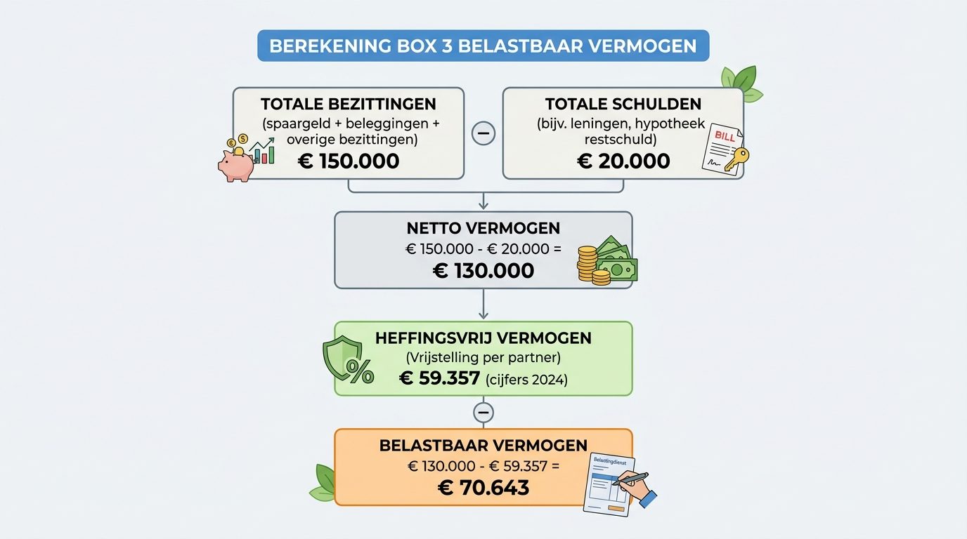 Box 3 vermogen berekening voorbeeld heffingsvrij belastbaar