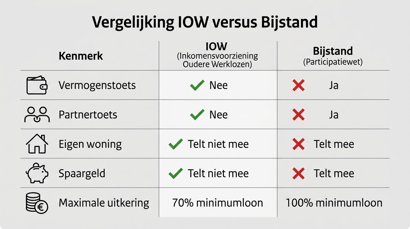 IOW versus bijstand vergelijking: vermogenstoets partnertoets uitkeringshoogte