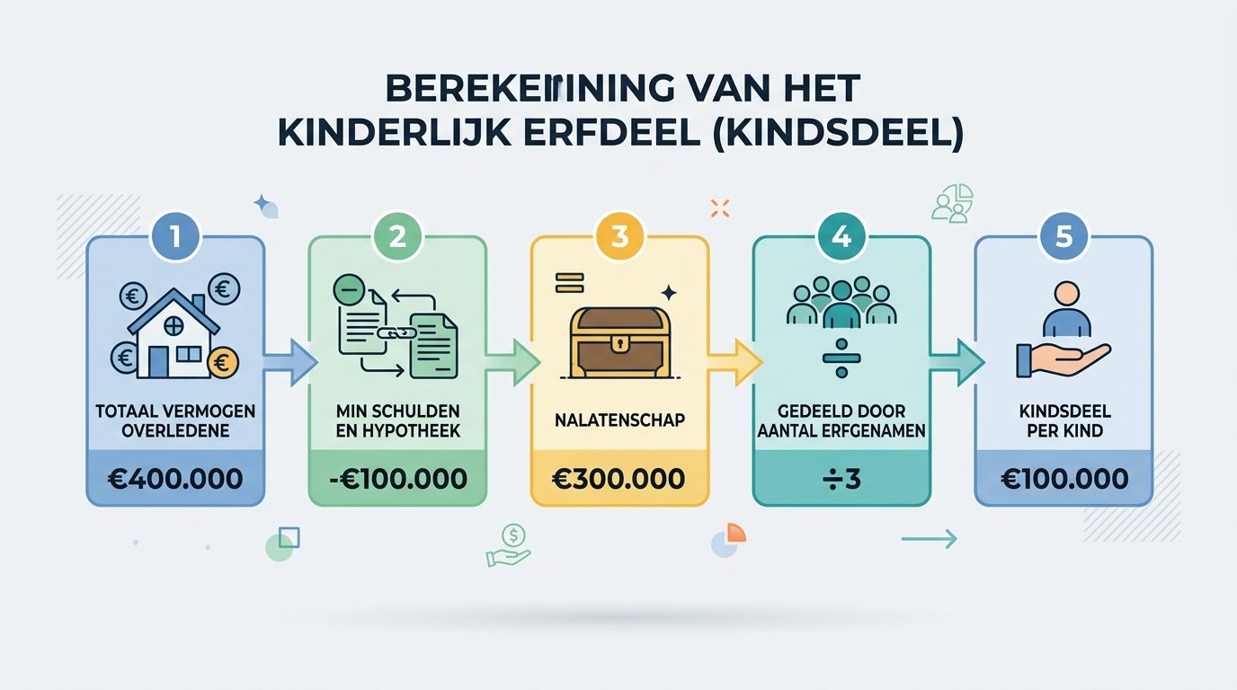 kindsdeel berekening stappen schema nalatenschap schulden erfgenamen