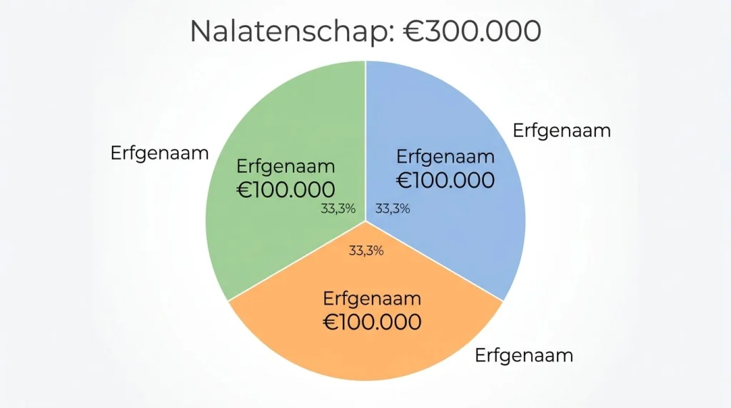 kindsdeel erfenis verdeling cirkeldiagram partner twee kinderen 300000 euro