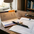 Nederlands spaarbankboekje naast belastingaangifteformulier op bureau