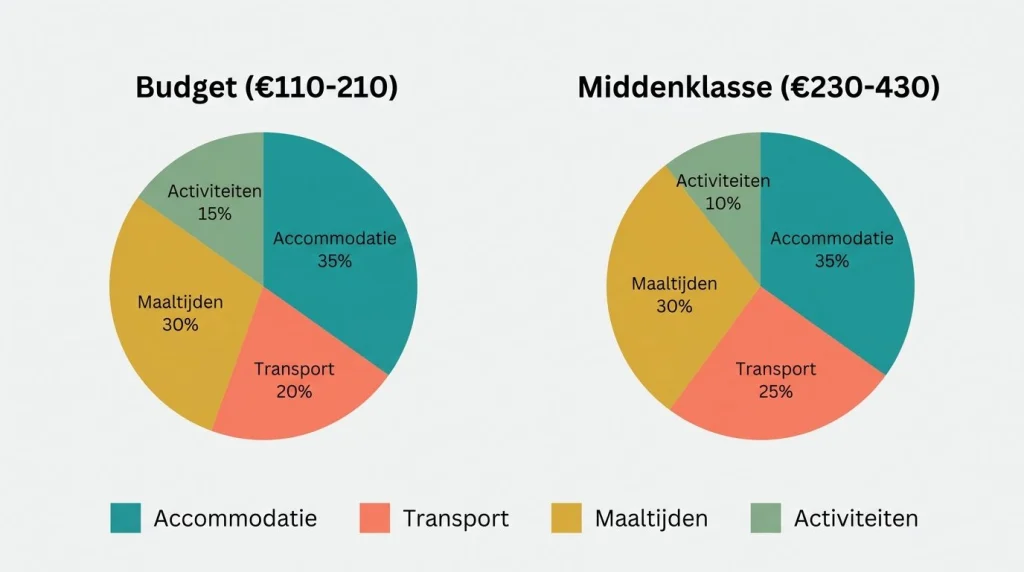taartdiagram kostenverdeling weekendje weg overnachting vervoer eten activiteiten budget middenklasse