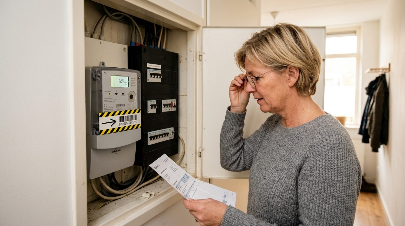 Nederlandse meterkast met slimme meter voor het aanmelden van zonnepanelen