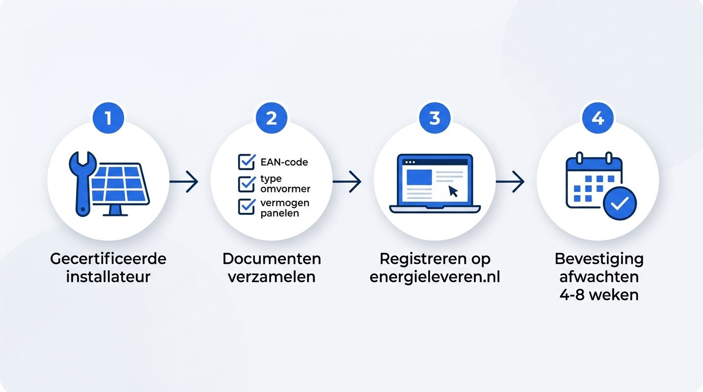 4-stappen infographic zonnepanelen aanmelden stappenplan