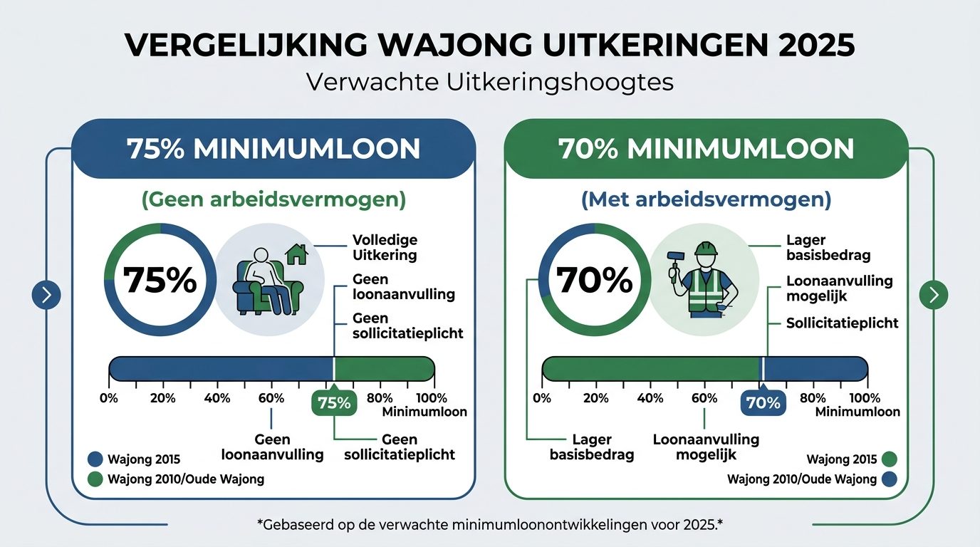wajong uitkering hoogte 2026 percentage minimumloon arbeidsvermogen vergelijking