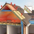 schematische doorsnede Nederlandse rijwoning warmteverlies dak zolder isolatie