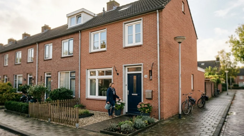 buitenmuur isolatie met steenstrips afwerking nederlands rijtjeshuis gevel