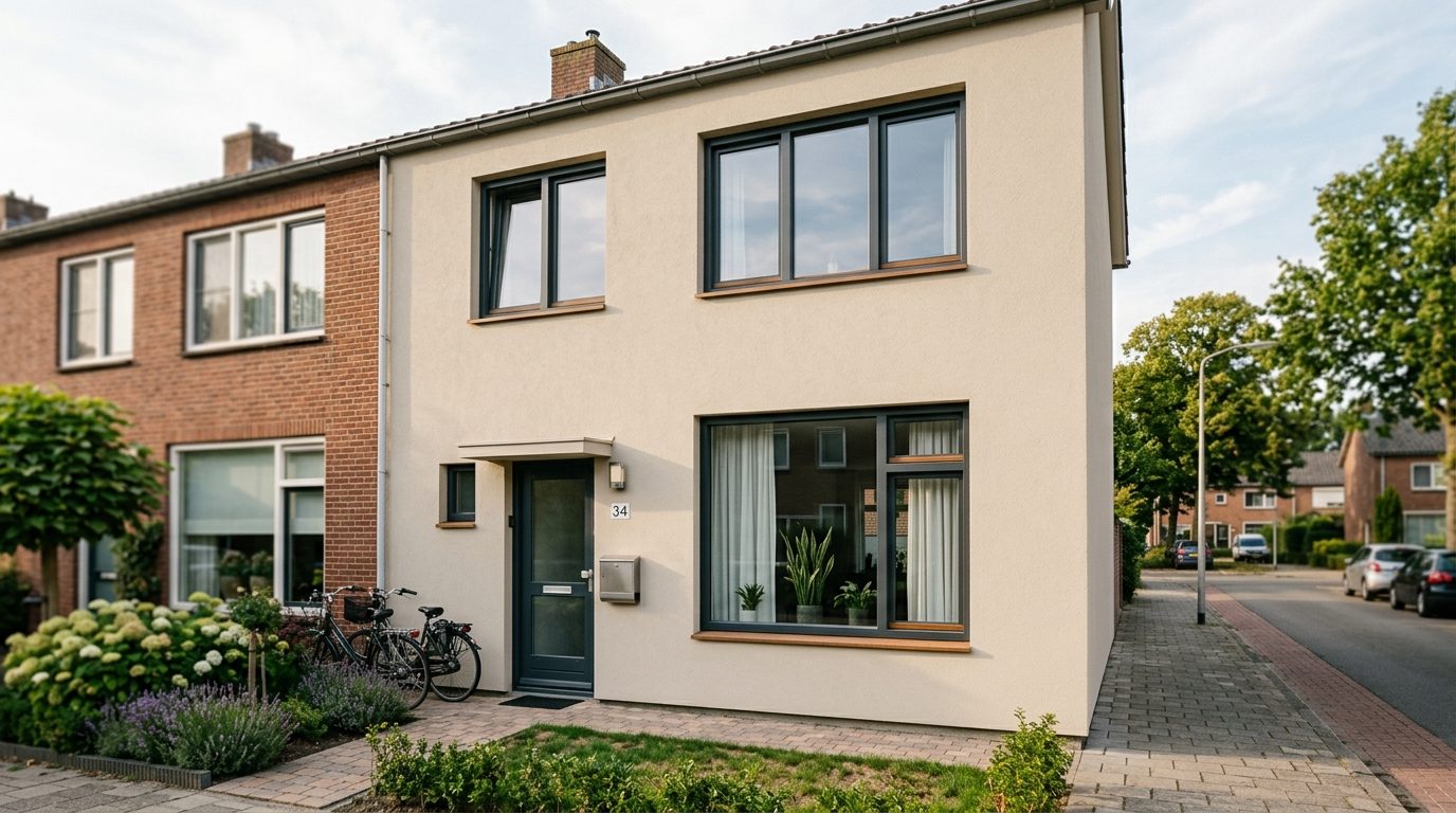 buitenmuur isolatie stucwerk afwerking glad oppervlak nederlands huis