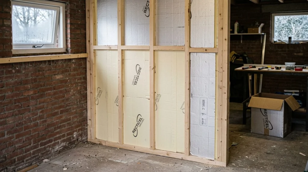 garage isoleren binnenmuur PIR-isolatieplaten houten frame Nederlands