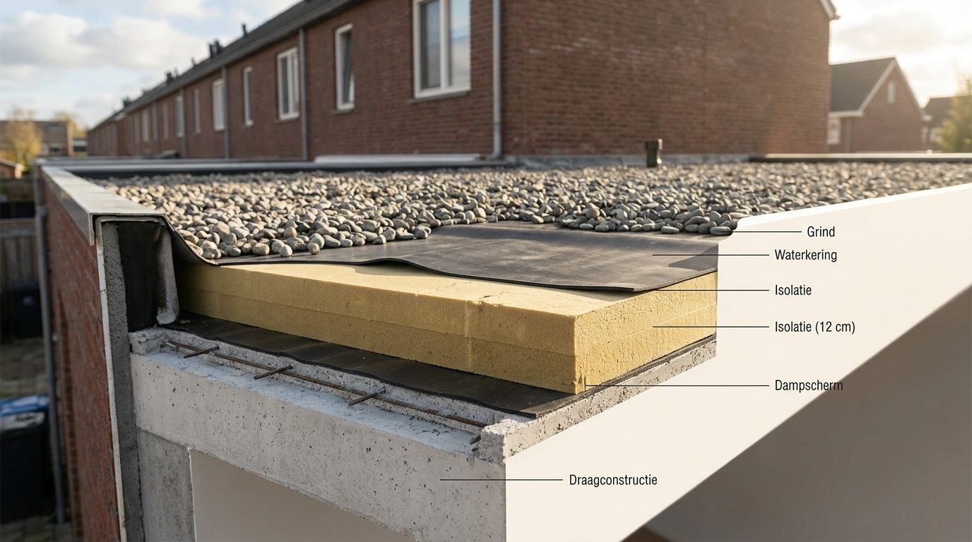 warm dak isolatie constructie doorsnede lagen materiaal