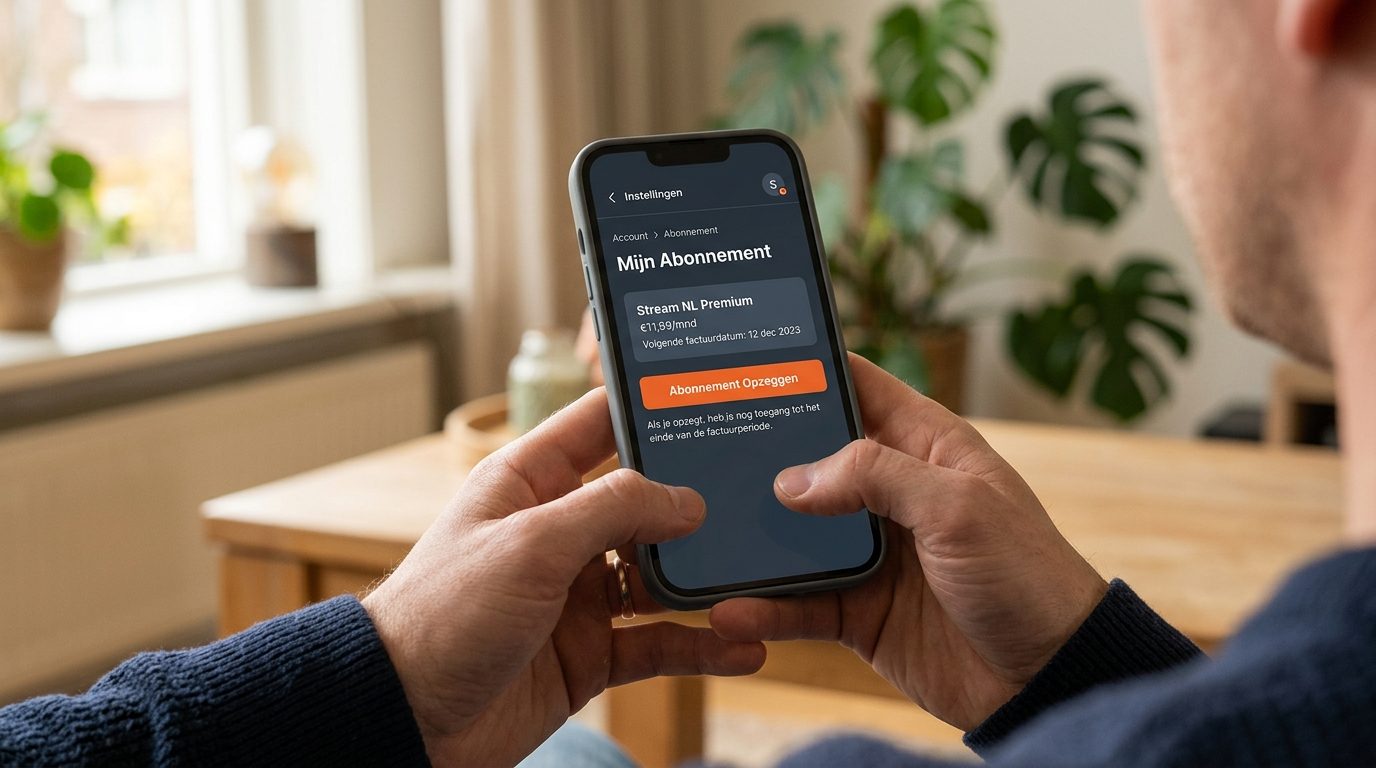 smartphone scherm met opzeggen knop app interface
