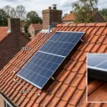 standaard zonnepaneel van circa 1,7 bij 1,0 meter op een Nederlands dak