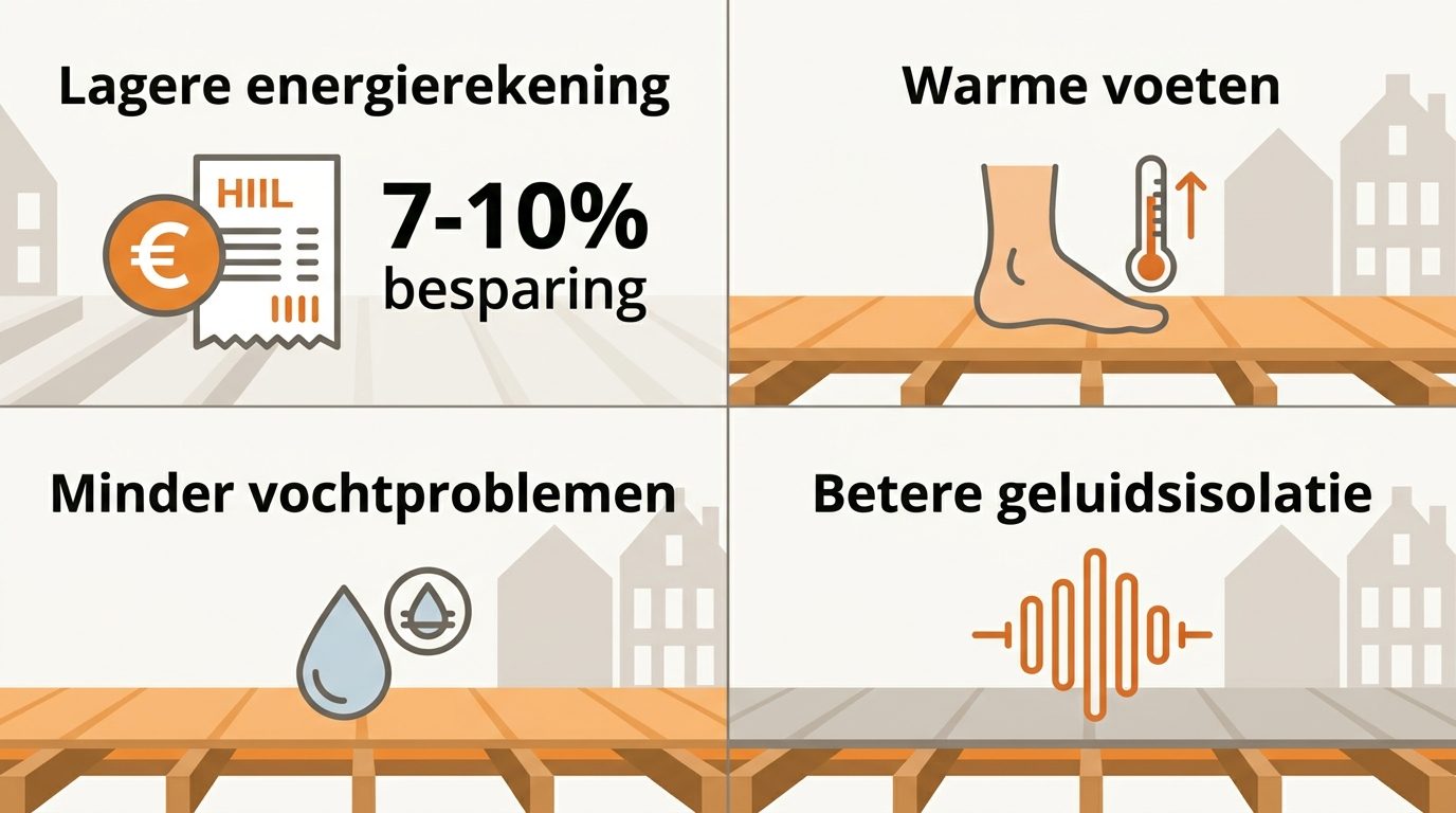 infographic voordelen houten vloer isoleren energiebesparing warmte