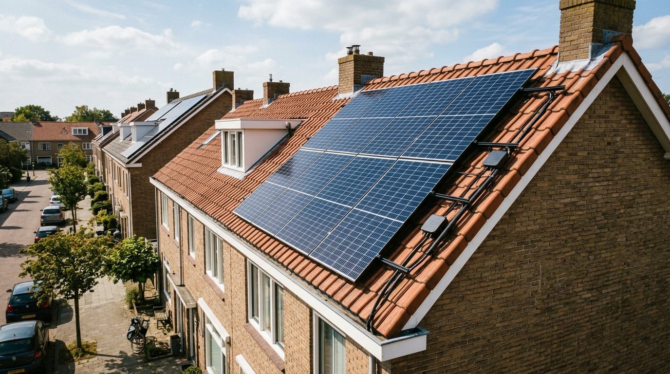 installatie van zonnepanelen op een Nederlands schuin dak